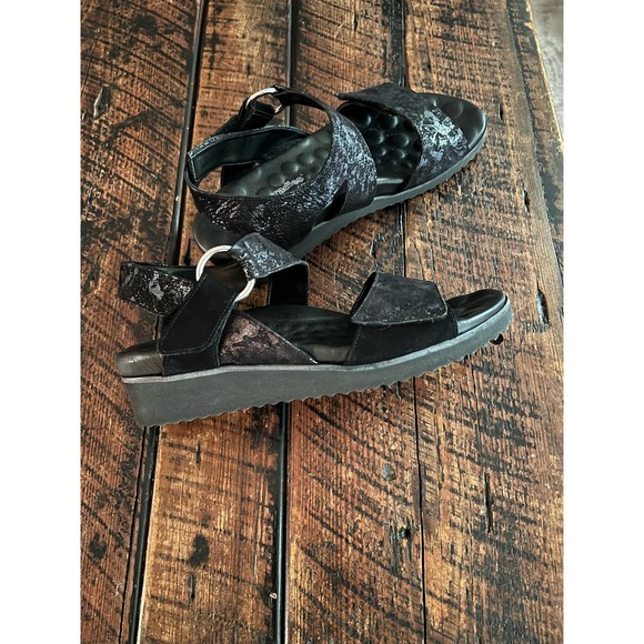 Walking Cradle Huntley Sandals Black Metallic Drops Leather Nubuck, Size… - Picture 6 of 16